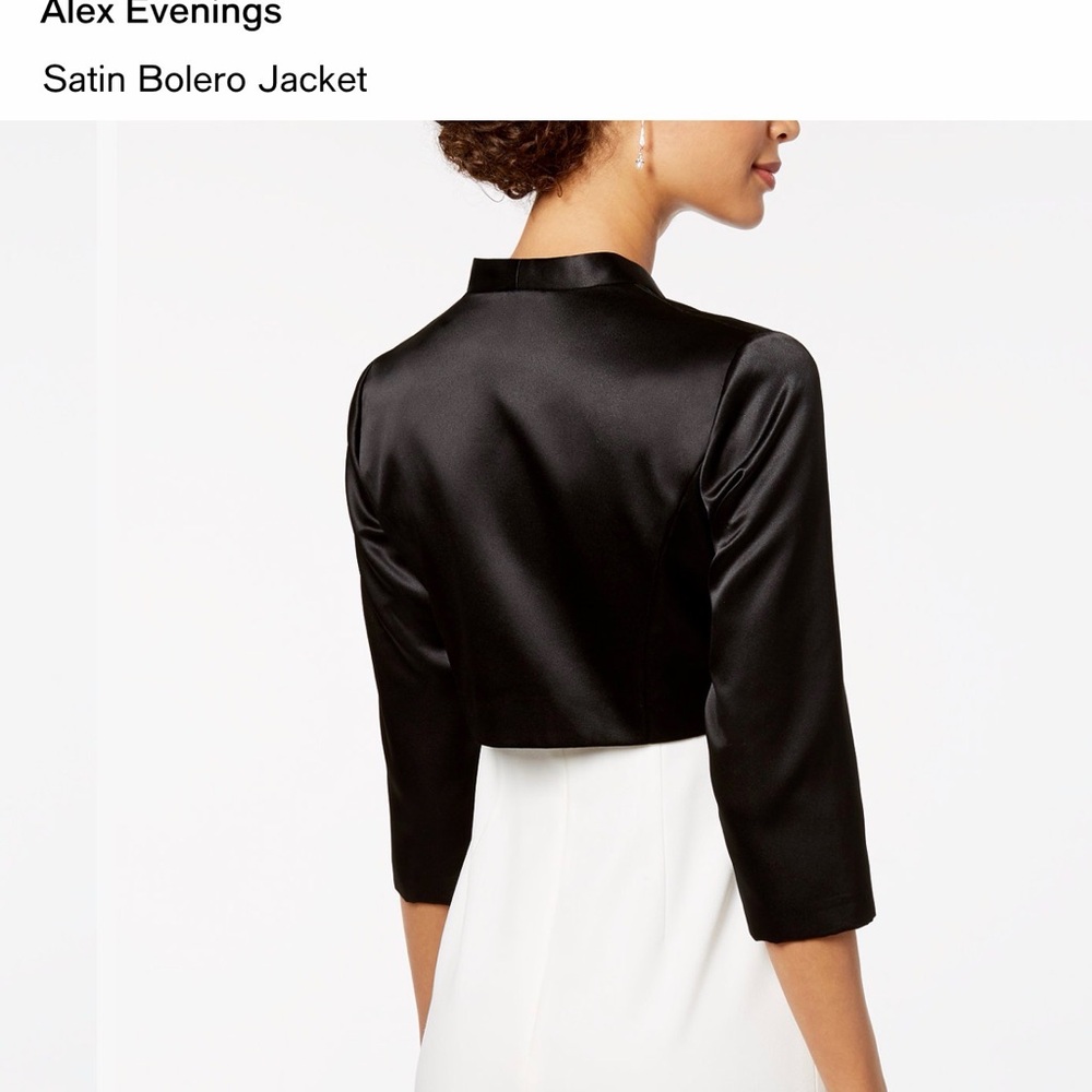 Alex Evenings Black Satin Bolero Jacket - Picture 2 of 4
